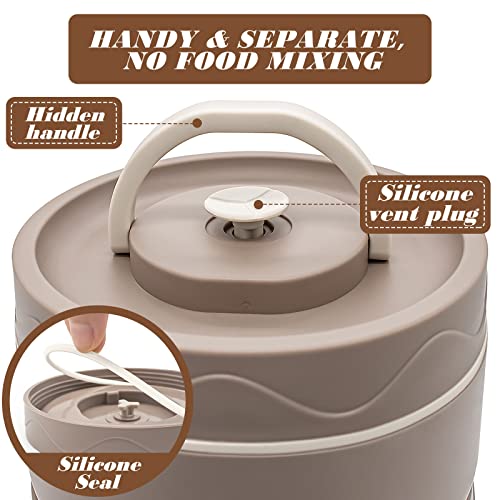 Qqko Portbale Insulated Lunch Food Container Set, Insulated Bento Box With Thermal Lunch Box Shell, Stainless Steel Stackable Lunch Container For Adult Men Women, 46 Oz/5.75 Cup, Microwavable #TOP5