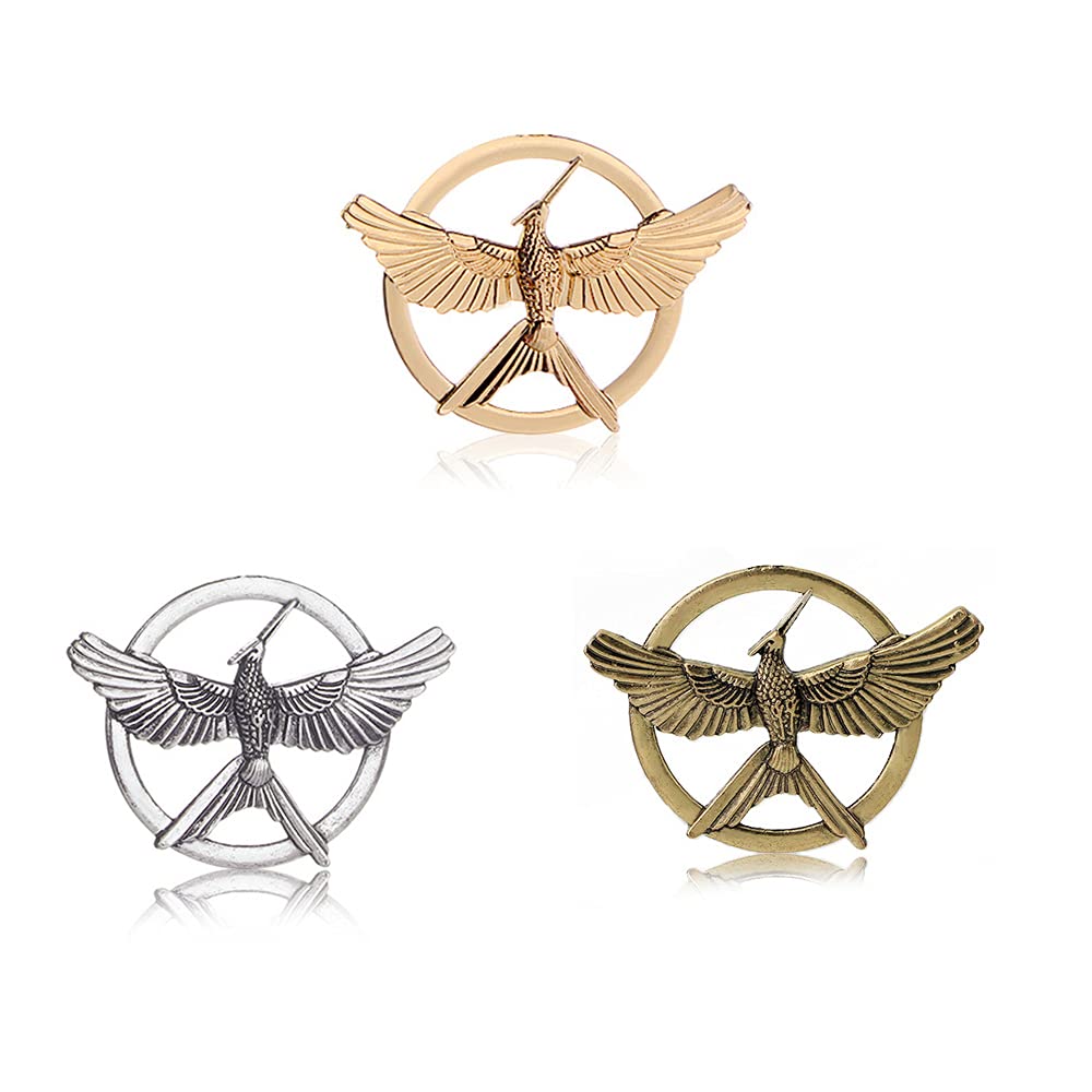 Yissw3 Pcs Hunger Games Mocking Birds Personality Symbol Brooch Set Animal Birds Film Television Props for Women Girls