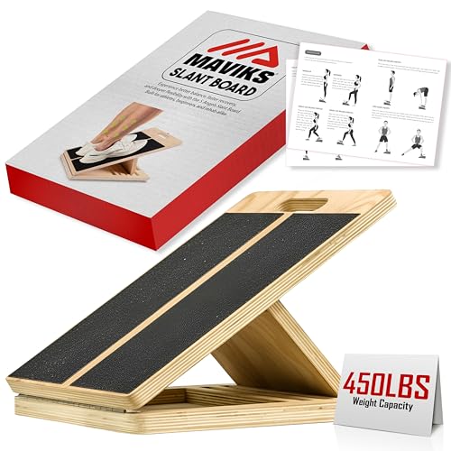 MAVIKS Professional Adjustable Calf Stretcher Slant Board for Squats for Ankle and Achilles Stretching Posture Wooden Slant Board for Calf Stretching Squat Wedge for Physical therapy & Exercise