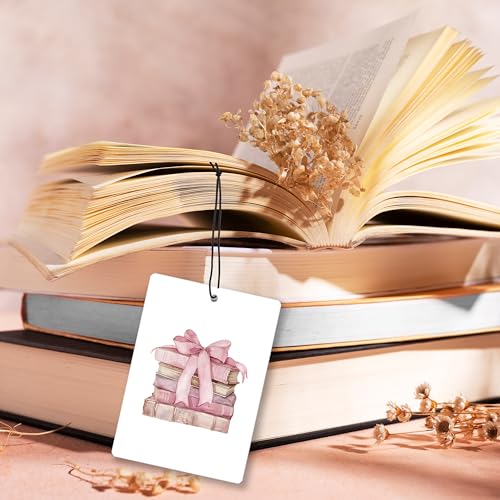 Image of Coquette Pink Bow Book Lavender Car Air Freshener, Preppy Pink Hanging Air Freshener 3 Pcs for Cars Closet Drawer Books, Cute Preppy Girly Car Accessories Mirror Decor for Women