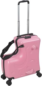 20 Inch Kids Ride-On Suitcase, Large Capacity Carry-On Luggage Impact Resistant Kids Travel Suitcase with Seat & 4 Spinner Wheels, Durable Childrens Suitcases for Boys & Girls Pink
