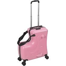 20 inch Kids Ride-on Luggage with Spinner Wheels, Impact Resistant Rolling Children Travel Suitcase with Seat, Large Capacity Carry-On Trolley Luggage Best Gift for Kids Pink