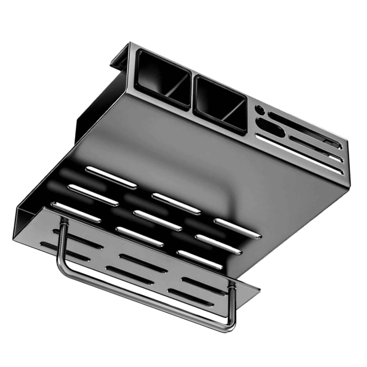 SOLUSTRE Cutlery Holder Multi Functional Draining Rack for Kitchen Utensils Resistant Design with Drain for Storing Chopsticks Spoons Forks Utensils Grey Model