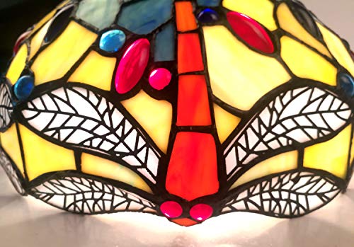 NOSHY Premium Tiffany Style Dragonfly Stained Glass Replacement Lampshades Only, SH-043, 12-Inch Diamater, Exclusion Accessories, Pack of 1