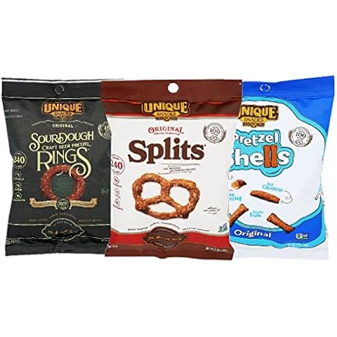 Unique Snacks - Variety Pack with Original Splits, Shells, and Sourdough Craft Beer Rings, 2.12 Ounce Bags, (Pack of 12) Cover