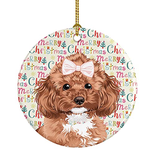 Caroline's Treasures Poodle Toy Red Christmas Ceramic Ornament Christmas Tree Hanging Decorations for Home Christmas Holiday, Party, Gift, 3 in, Multicolor