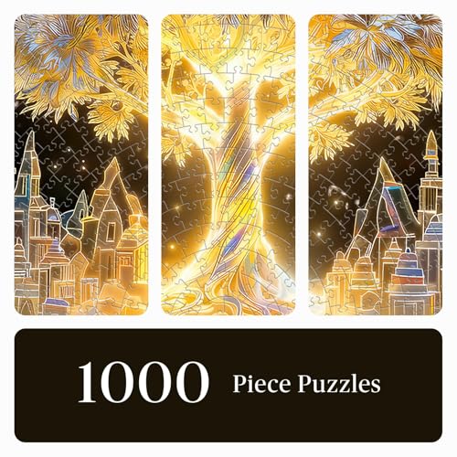 Rompecabezas redondo de 1000 piezas para adultos - Árbol de la Vida de Cristal | Diámetro 26.6 pulgadas, alivio del estrés y desafío cognitivo, regalo ideal de atención plena, juego familiar, decoración artística de pared miniatura 5