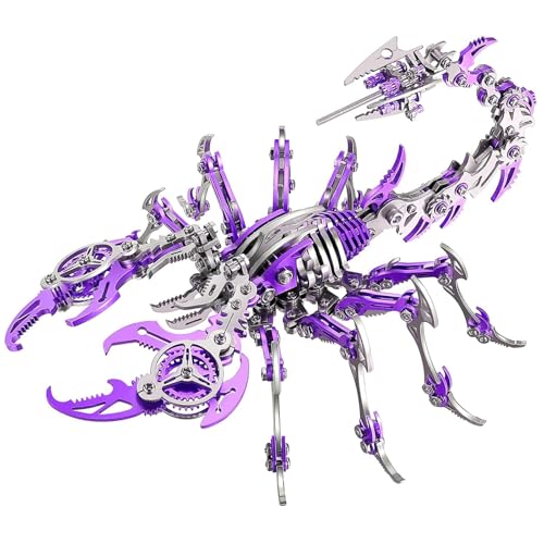 Image of 3D Metal Scorpion Puzzles for Adults: 3-D Puzzles Metal Model Kits to Build DIY Assembly Mechanical Puzzle Building Block Toys with Tool Brain Teaser Craft for Home Decor (Metal Scorpion-Purple)