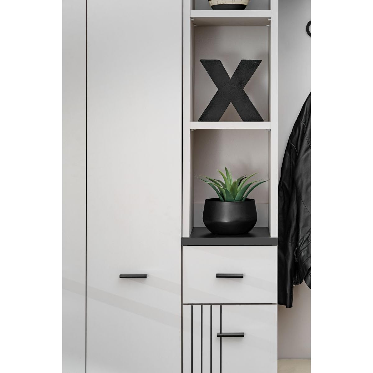 Paris Prix Ensemble Vestiaire Rembourré 3P Hugo 90cm Gris & Noir