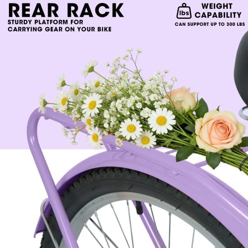 A26265B 26 Inch 7-Speed Beach Cruiser Bike for Men & Women High-Tensile Steel Frame & Lightweight Alloy Wheels with V-Brakes Multiple Colors for Leisure and Commuting