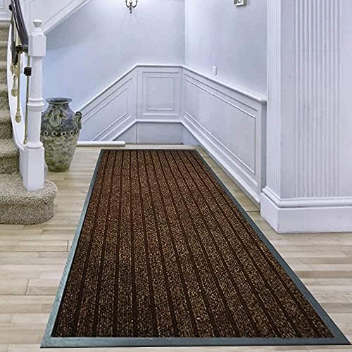PHP Door Mat for Front Door 40 x 60 cm, Black - Waterproof Strong PVC Rubber Backing Anti Slip Heavy Duty Dirt Trapper Barrier Mat for Kitchen Bedroom Hall Hallway Entrance