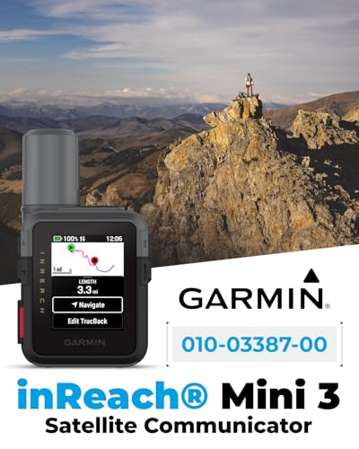 Image of Garmin inReach Mini 3 Rugged Compact Global Satellite Communicator, Color Touchscreen, Two-Way Texting, Emergency SOS Messaging & Long Battery Life Up to 350 Hours w / Wearable4U Power Car /Wall Bundle