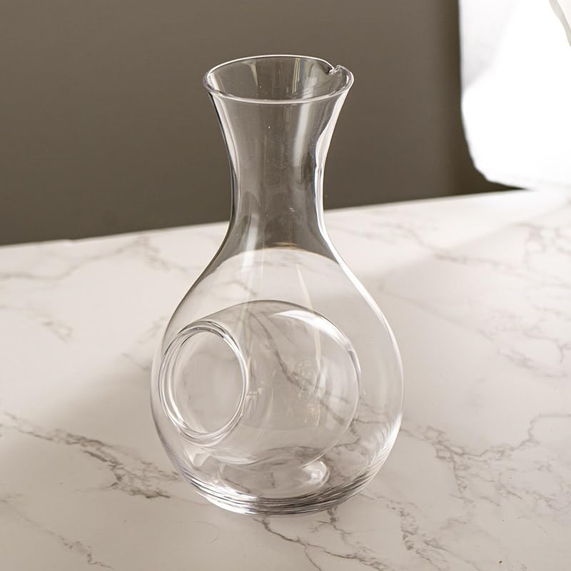 Urban Tokyo Decantador japonés de copa de vino para sake frío, botella de sake de 12 onzas líquidas con cavidad de hielo para uso doméstico o restaurante (cavidad de bolsillo transparente)