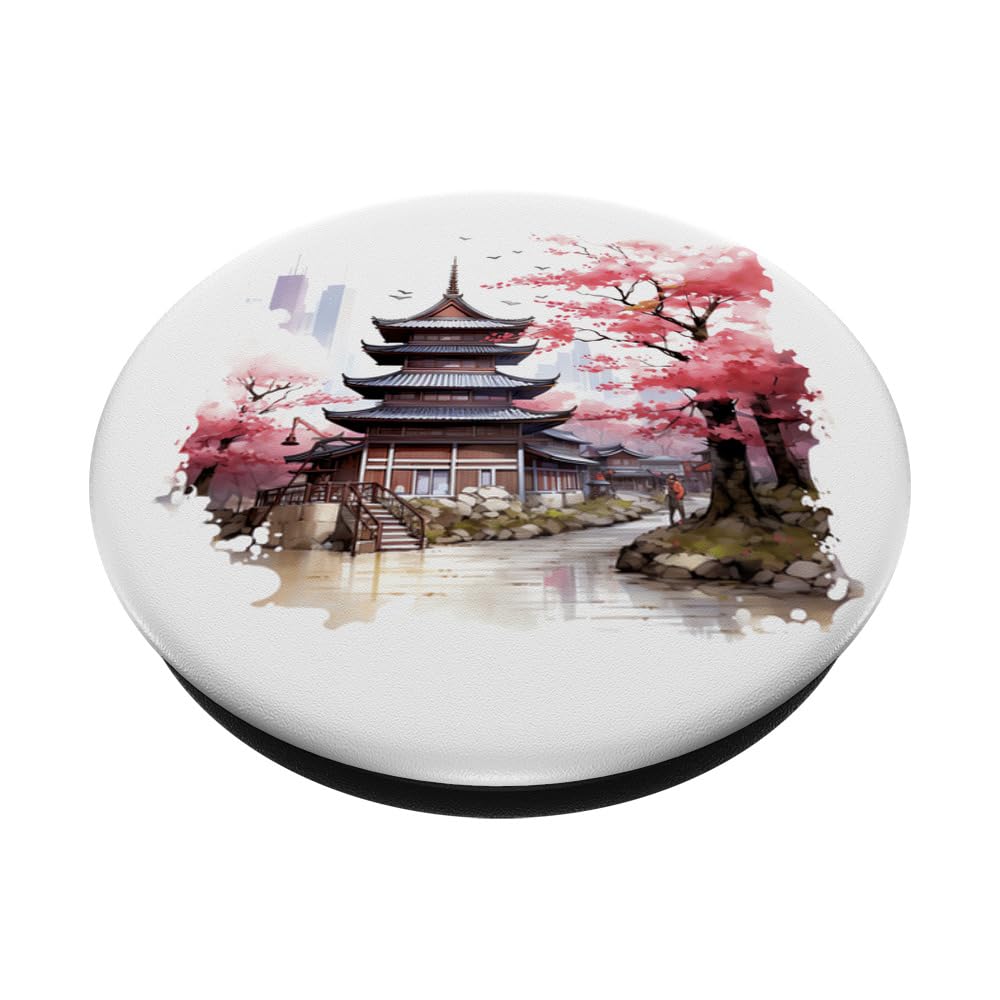 Petal Poetry Unfolds Sakuras Urban Ballet PopSockets Swappable PopGrip, Black - Image 2