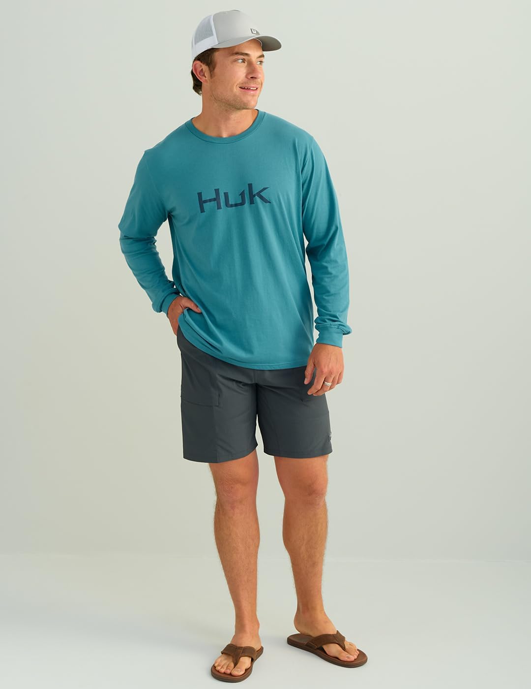 HUK Mens Long Sleeve Cotton Fishing Logo T-Shirt, Soft Comfortable Casual Tee - Image 3