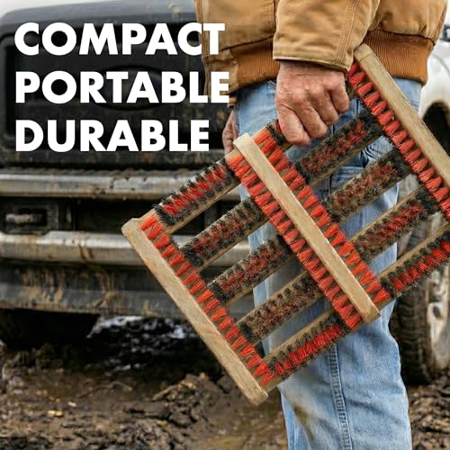 JobSite Boot Scraper - Outdoor Boot Brush Scrubber Brush - Compact, Portable Shoe Cleaner for Home, RVs, Trucks, Kids - Timber Edition - Thumbnail 4