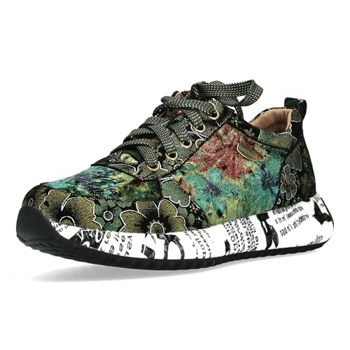 LAURA VITA Chaussures à Lacets Sneaker pour Femmes Burton 38, Pointure:40 EU, La Couleur:Vert