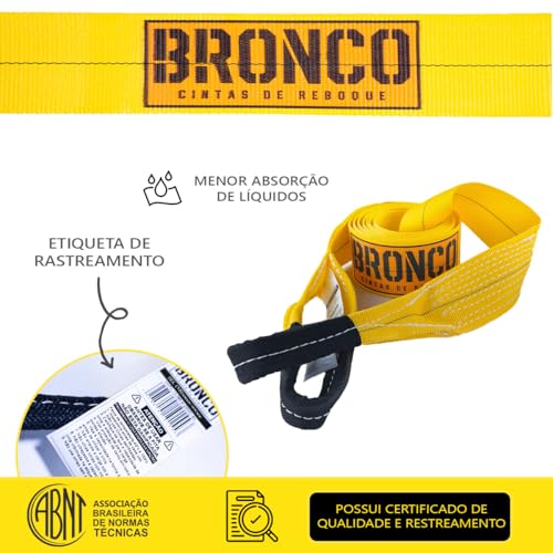 CINTA FITA DE REBOQUE BRONCO 10 TONELADAS X 05 METROS 100mm - PARA PUXAR CARROS, VEÍCULOS OFF-ROAD 4
