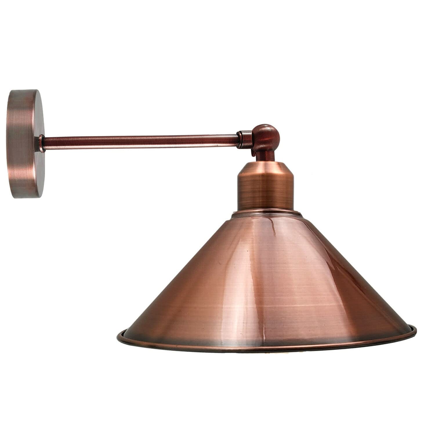 LEDSone Vintage Industrial Metal Lampshade Adjustable Wall Light Sconce with Cone Lamp Shade, E27 Holder Fitting (Copper)