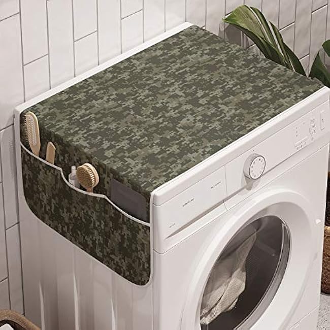 Ambesonne Butterfly Washing Machine Organizer, Mothers Day Spring Themed Blossoming Nature Image Poppy Flowers Print, Anti-slip Fabric Cover for Washers and Dryers, 47 x 18.5, Pink Reseda Green Blue