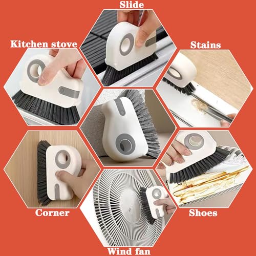 Image of 2 in 1 Groove Cleaning Brush,New Window Track Cleaning Tools Multifunction Grout Cleaner Tool with Tweezers and Scraper for Sliding Door Track, Window Seal, Sill (Gray 2 Pcs)