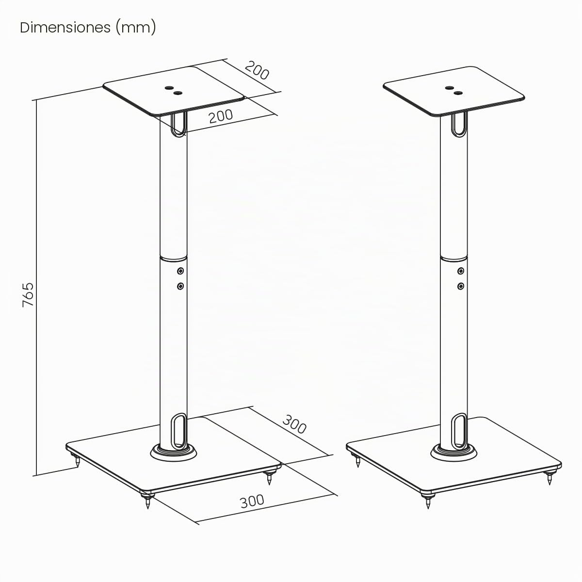 my Wall Juego de 2 Soportes para Altavoces HS35L, soporta hasta 25 kg, con Alfombrilla antivibración, Base para Altavoz, pies Intercambiables, Soporte Seguro y Sonido sin distorsiones