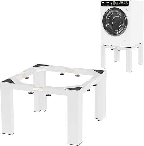 Pedestal de lavandería resistente de 16 pulgadas de altura, soporte ajustable para lavadora y secadora de tamaño completo con alfombrilla