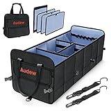 Audew Organizador de Maletero Coche Gran Capacidad 70L Plegable, Caja para Coche Maletero Almacenamiento Práctico y Impermeable Caja Maletero con 2 Cierres de Ganchos y 4 Compartimentos