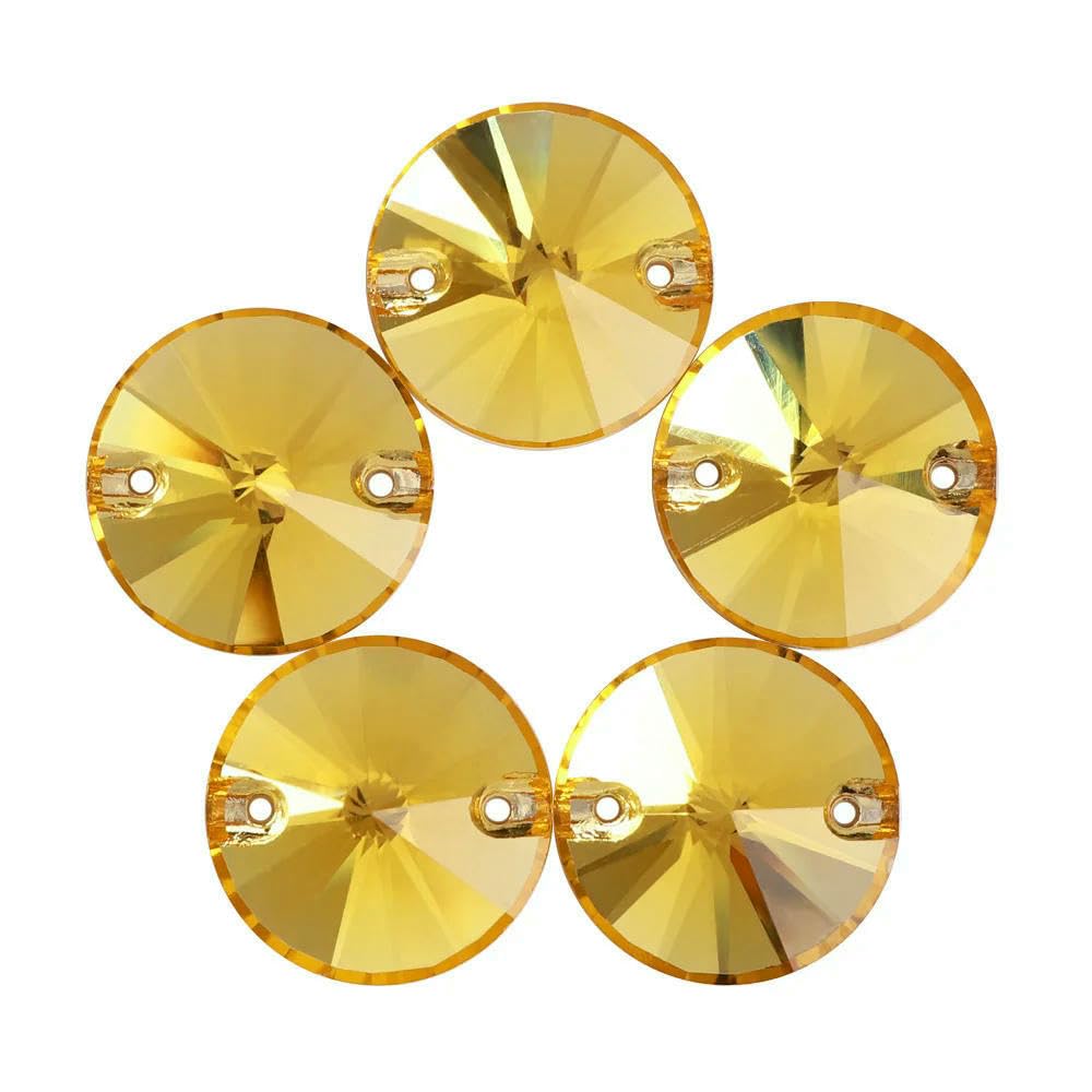Flache Basis, Glas-Strasssteine zum Aufnähen, Form, Glitzer, Nähsteine, Kristall für Kleidungsstücke, Bastelarbeiten, DIY-Dekoration, Helltopas, 8 mm, 84 Stück