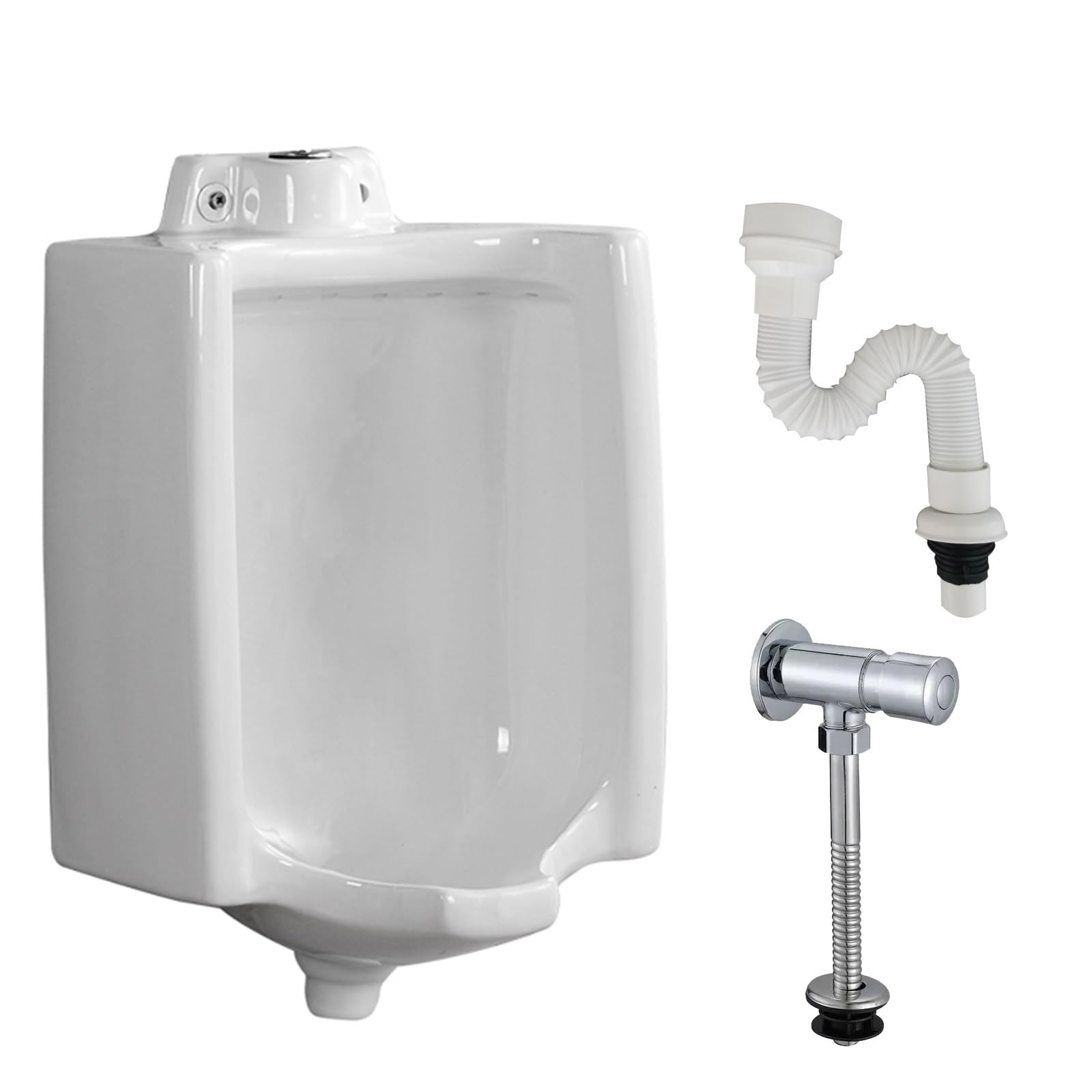 Orinal de pared para hombre con descarga automática, diseño de cerámica a prueba de derrames para baños, garajes y bares, solución ideal para la noche para mayor comodidad e higiene