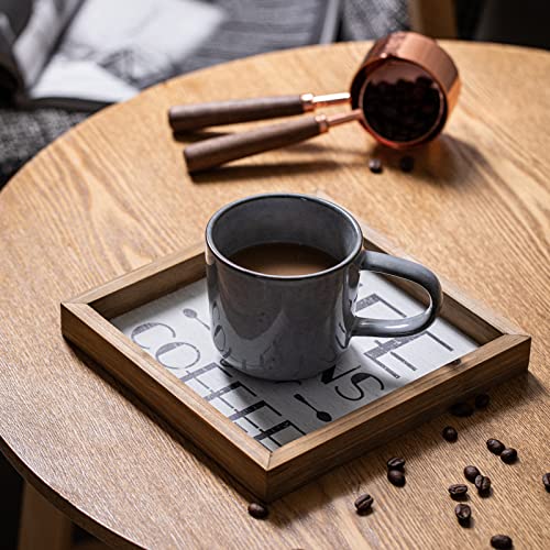 Vintage Coffee Bar Wooden Sign Decor Farmhouse Wood Square Coffee Wall Plaque Rustic White Coffee Tray For Coffee Bar Coffee Hanging Plaque For Kitchen Home Office Coffee Wall Decoration #TOP5