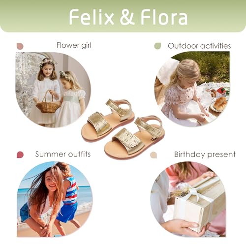 Image of Felix & Flora Toddler Girl Sandals -Flower Girl Dress Shoes Open Toe Little Kid Flats