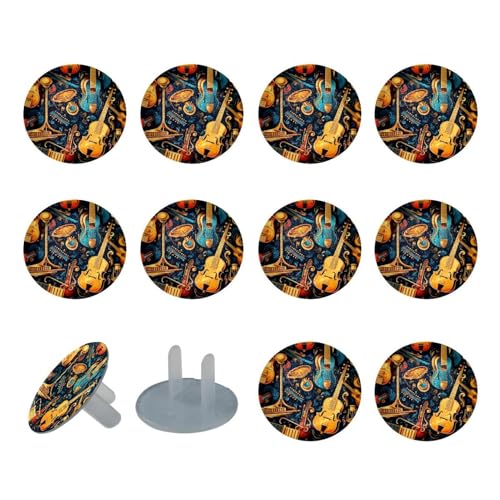 12 Pack Musical Instrument Child Proofing Outlet Covers, 2-Prong Safety Socket Caps, Electrical Plugs Guard for Housing Living Room Bedroom Kitchen Bathroom Kids Room