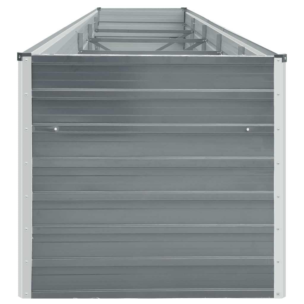 vidaXL Arriate de Jardín Plantas Macetas Mobiliario Muebles Hogar Casa Decoración Exterior Bricolaje Acero Galvanizado Gris 400x80x45 cm