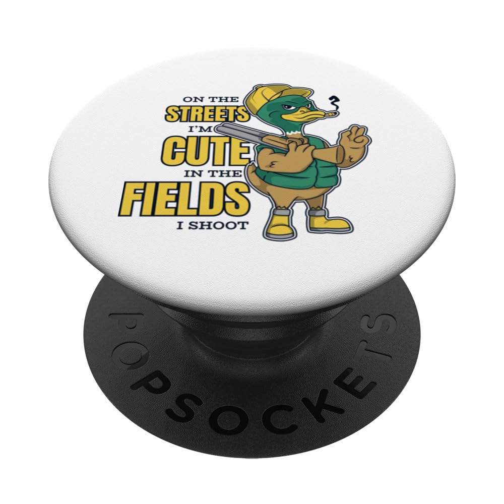 I'm Cute On The Fields I Shoot Turkey Duck Waterfowl Hunting PopSockets Swappable PopGrip, Black