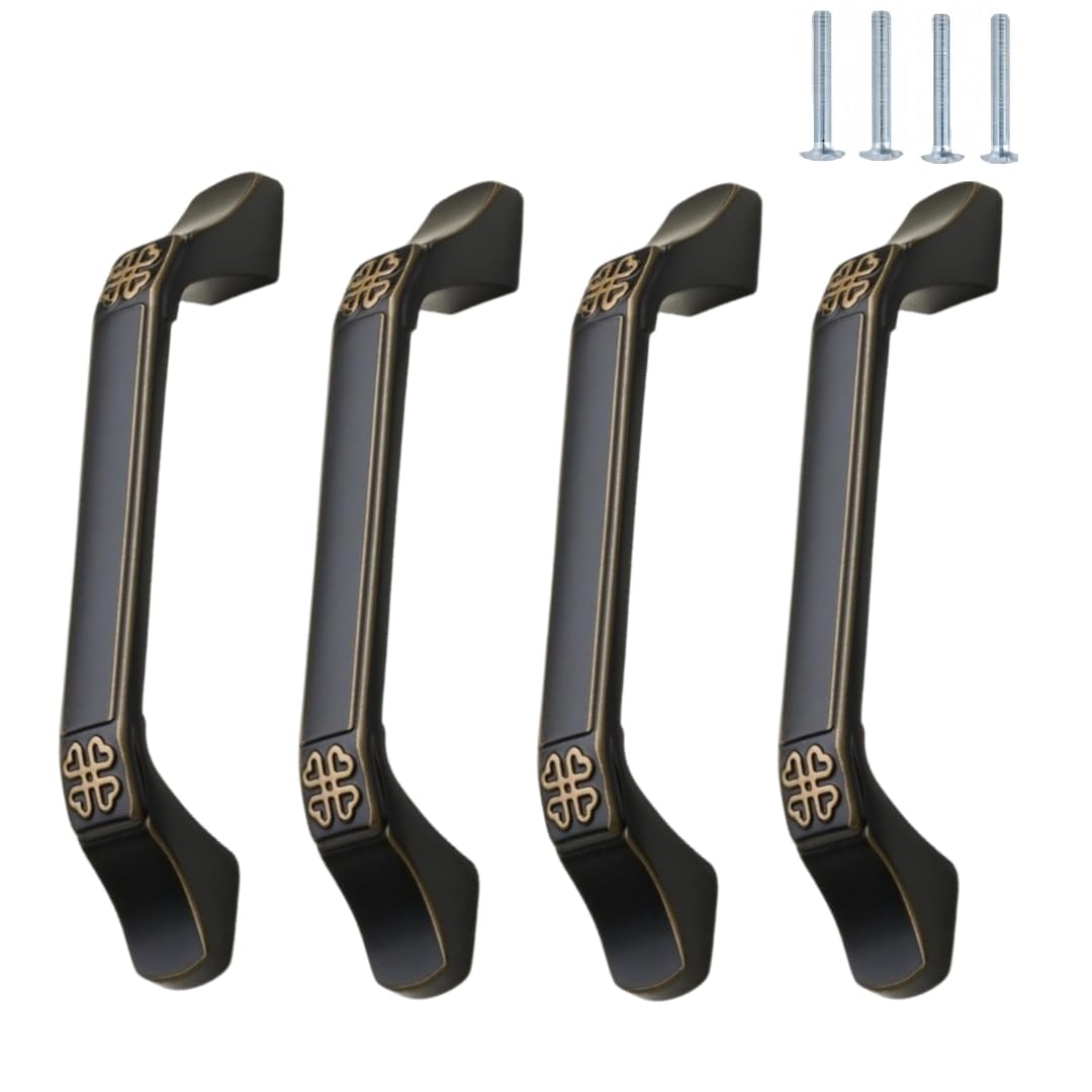 NLQCSXWEP Zinc Alloy Cabinet Bow Handle, Zinc Alloy Cabinet Wardrobe Door Drawer Handle Black Pack of 4(A-96mm Black)