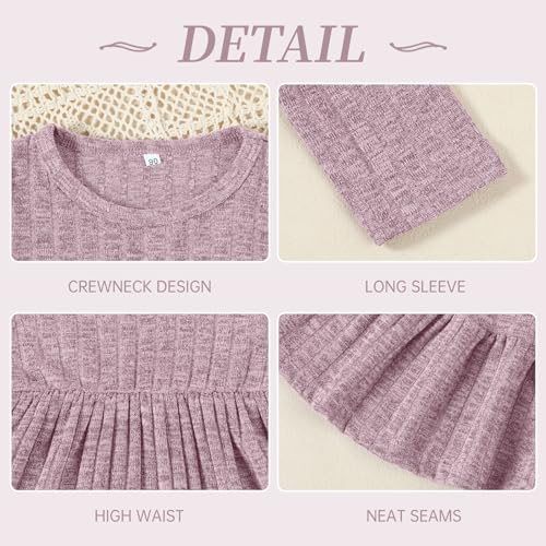 Image of Toddler Baby Girl Long Sleeve Dress Girls Knit Sweater Dresses Tiered Kids Swing Holiday Clothes Fall Winter