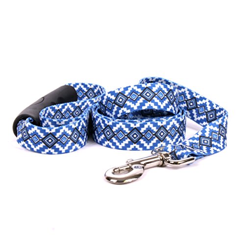 Image of Yellow Dog Design Aztec Blue Ez-Grip Dog Leash with Comfort Handle 1 inch Wide and 5' (60 inch) Long, Large