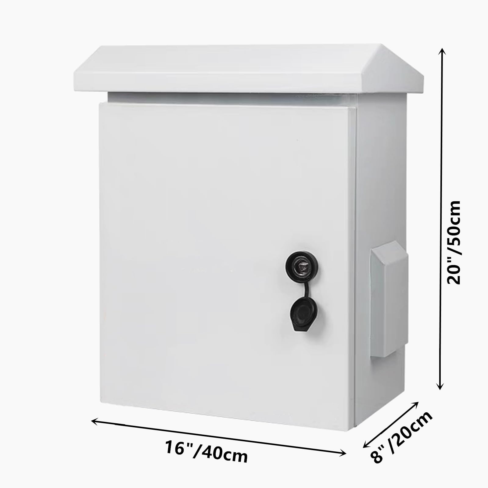 Caja eléctrica para exteriores con termostato y ventilador de refrigeración, 50,8 x 40,6 x 20,3 cm, diseño de ventilación, caja eléctrica IP65, impermeable, gabinete eléctrico de calle con piezas de