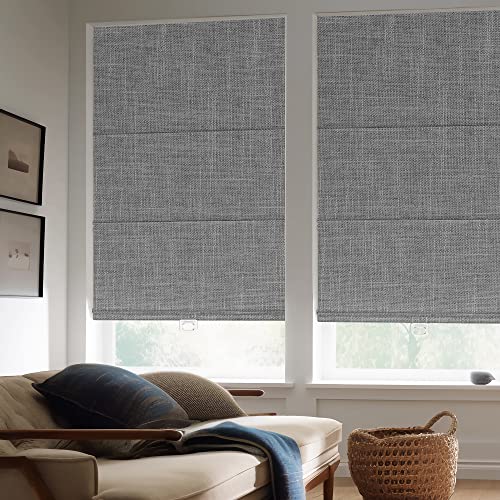 Berissa Roman Window Shades,Cordless Roman Shades,Custom Roman Shades,Premium Blackout Roman Shades,Window Shades Roman,Custom Size,Blackout-Light Gray #TOP21