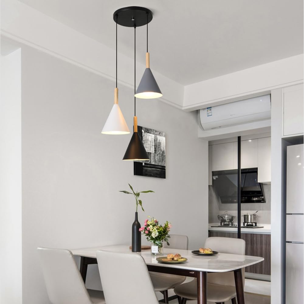 Lámpara Colgante de Comedor, Lámpara Colgante Nórdicaaron, Accesorios de Iluminación E27, Lámpara Colgante Cónica de Metal, Lámparas Colgantes Decorativas para Isla de Cocina, Luces Colgante