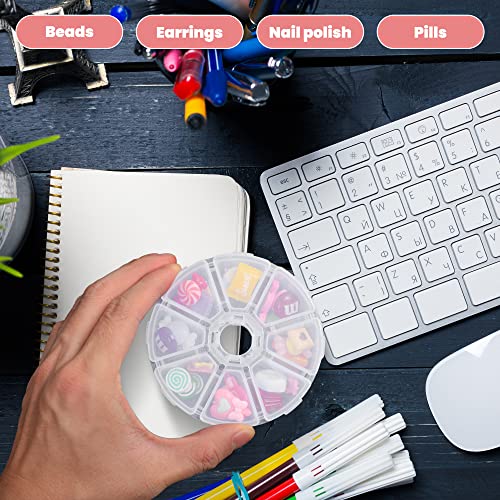 Image of 4 Pcs 8 Grids Plastic Storage Organizers Round Clear Bead Organizer Nail Art DIY Crafts Storage Container