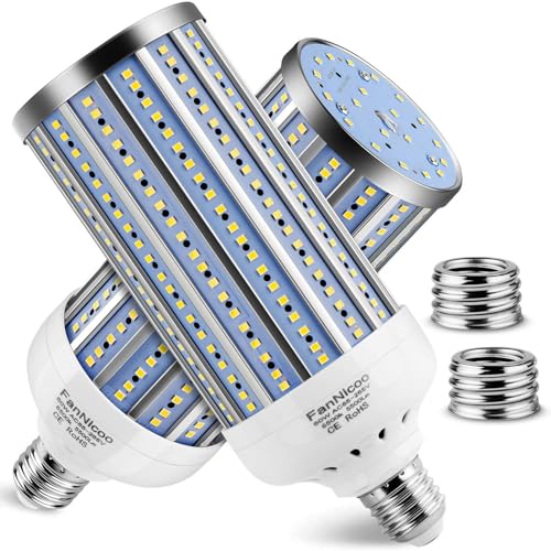 FanNicoo 2 Pack 500W Equivalent LED Corn Light Bulb 5500 Lumen 6500K…