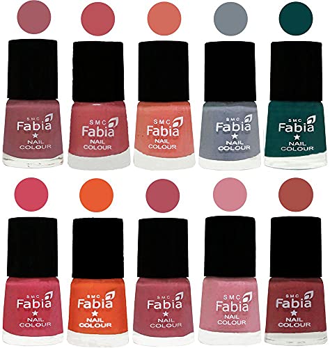 Image of ALL IN ONE (PACK OF 10), Long Lasting Glossy Nail Polish, 6 ml Each, All Vibrant Colours,01995