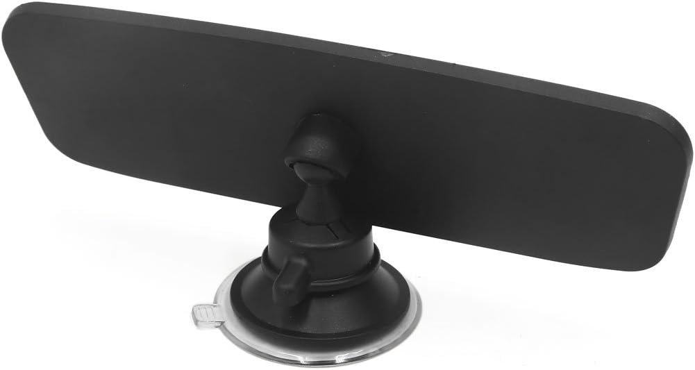 Black Suction Mounted Flat Wide Angle Car Interior Rearview Mirror