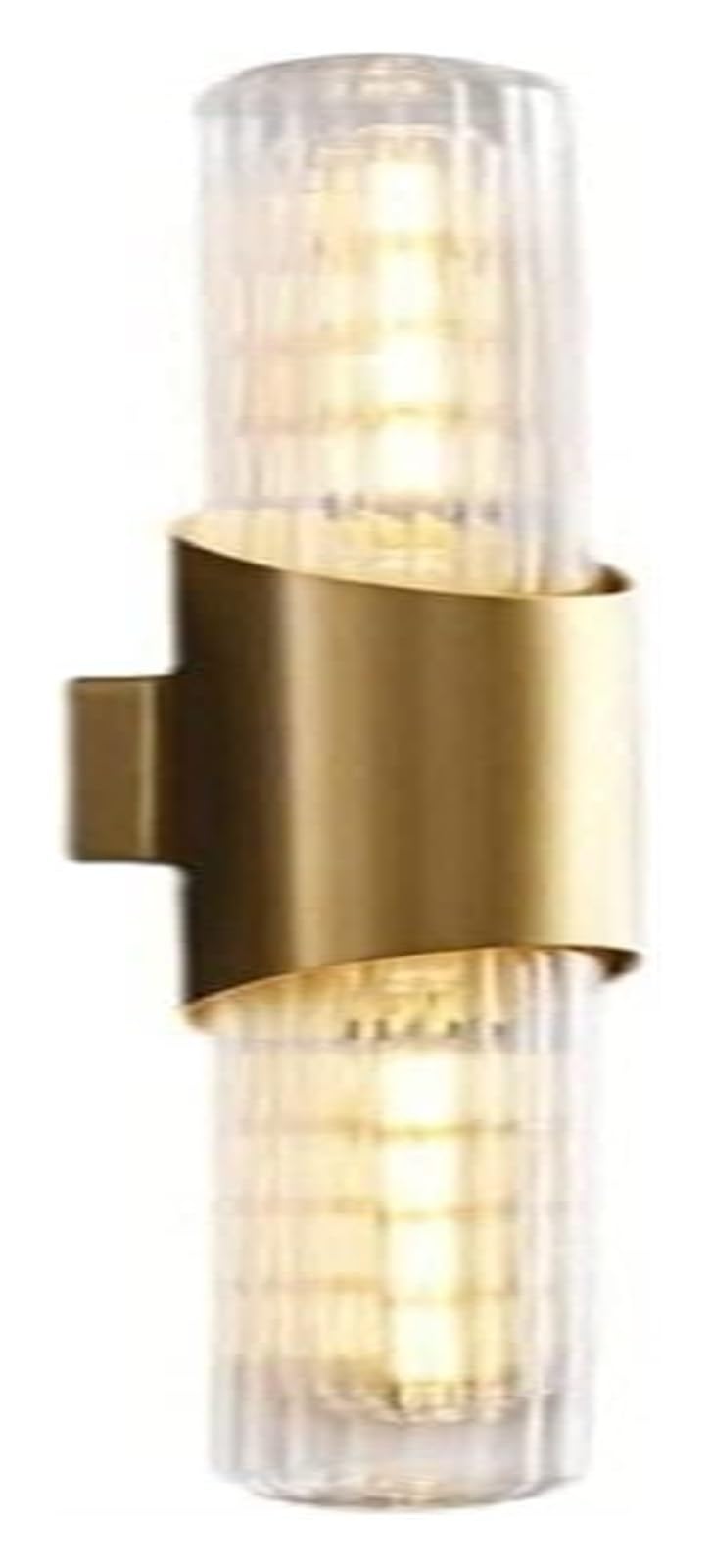 HPTHLY Wall Lighting, Wall Lamp Brass Long Tube Cylindrical Glass Shade Wall Sconce Lighting Fixture Flute Wall Mount Light Indoor Lighting Fixture For Corri