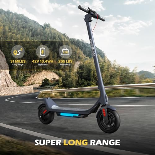Image of MEGAWHEELS Electric Scooter for Adults with Suspension, 8.5 /10in Vacuum Tires, 14 /19 /28 /31Miles, 15MPH Max Speed, Turn Lights, Foldable Electric Scooter for Commuter