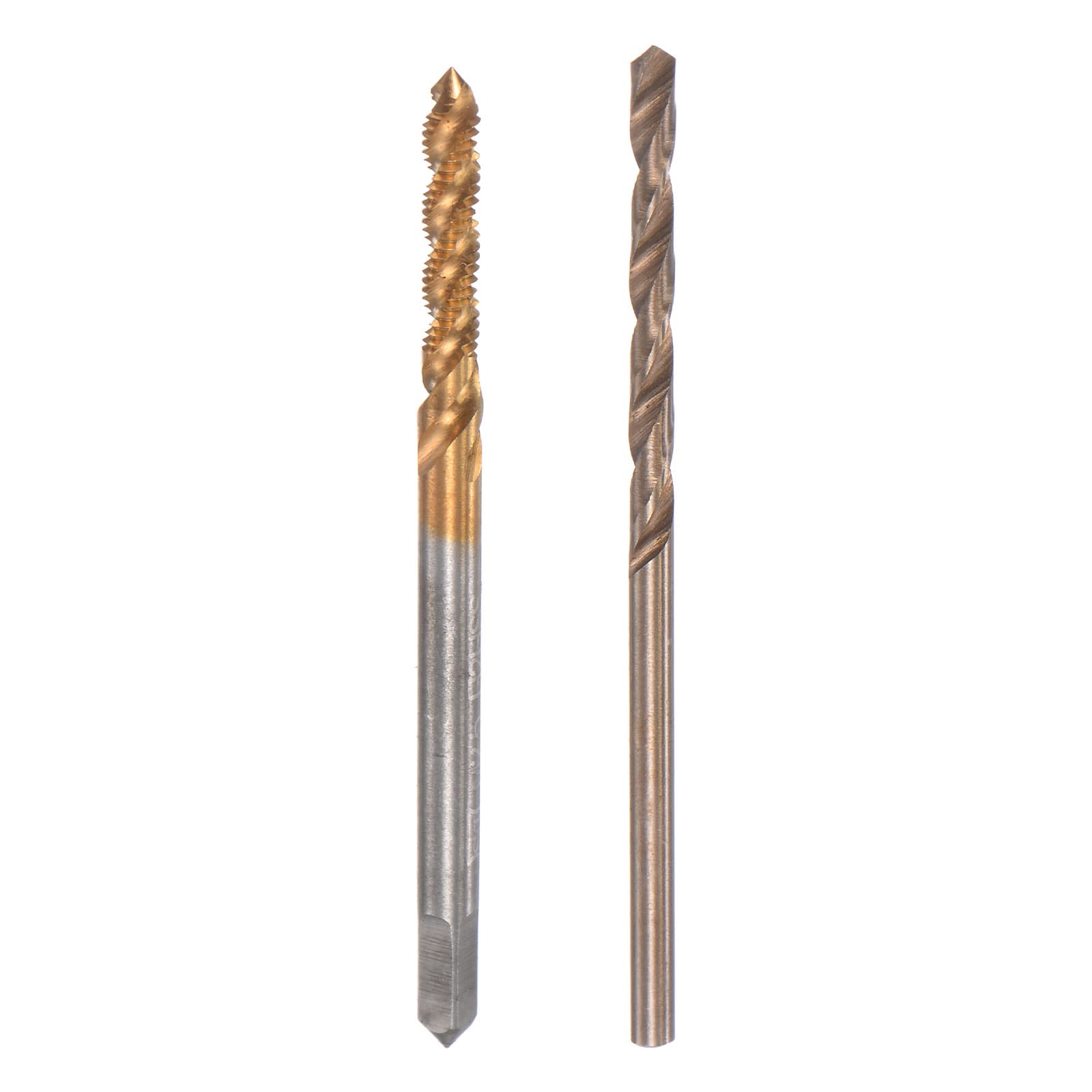 Set di Punte per Trapano con Filettatura a Spirale M2,5 x 0,45 da 2,1 mm, metriche, in Acciaio rapido al Cobalto M35 Placcato in Titanio, utensile per Filettatura a Macchina