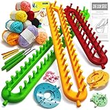 UCDRMA Knitting Loom Kit 35PC Scarf Loom Knitting Kit for Beginners, Quick Loom Knitting for Beginners Adult/Kids Contain Instructions, Pom Pom Maker and Yarn for Crochet Blanket Kit