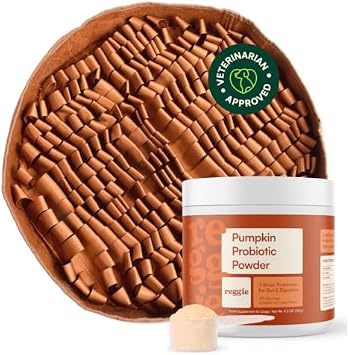 Reggie Healthy Eating Set for Dogs | Includes Pumpkin Probiotic Powder & Brown Feeder Mat | Reduces Speed Eating & Supports Healthy Digestion | Made in The USA, NASC Certified, Vet-Approved